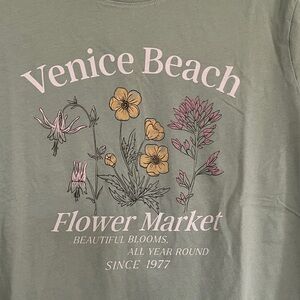 American Eagle Sage Green Graphic Tee with Cream Print